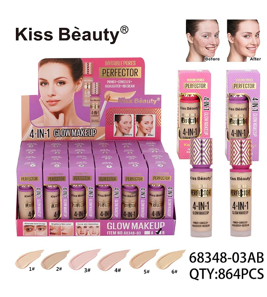 Maquillaje Iluminador 4 en 1 Kiss Beauty Invisible Pores Perfector