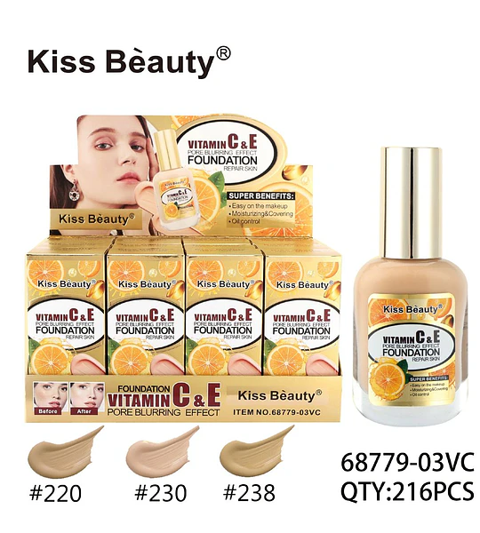 Base de Maquillaje Efecto Difuminador de Poros con Vitaminas C y E Kiss Beauty