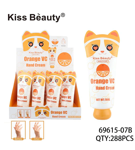 Crema de Manos Hidratante Kiss Beauty con Vitamina C de Naranja