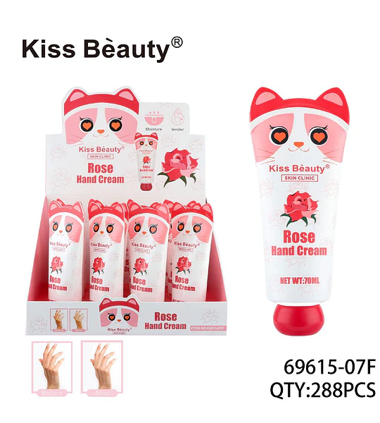 Crema de Manos Hidratante con Rosa Kiss Beauty Skin Clinic 70ml