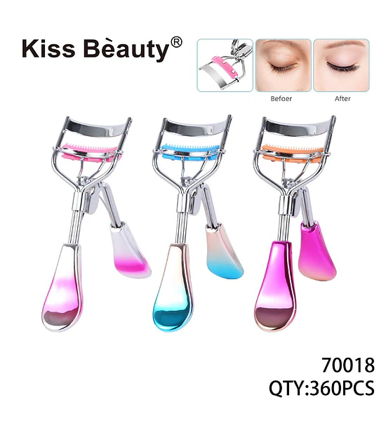 Rizador de Pestañas Metálico con Almohadilla de Silicona Kiss Bèauty