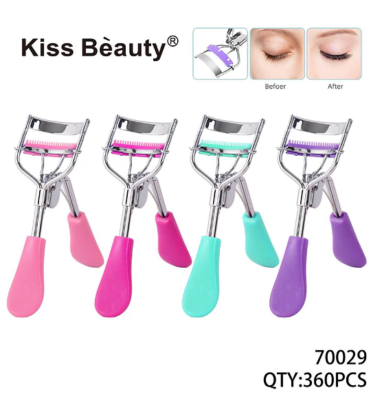 Rizador de Pestañas Metálico con Almohadilla de Silicona Kiss Bèauty 70029