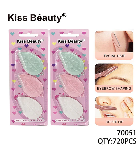 Perfilador de cejas y rostro Kiss Bèauty, diseño hoja en colores surtidos