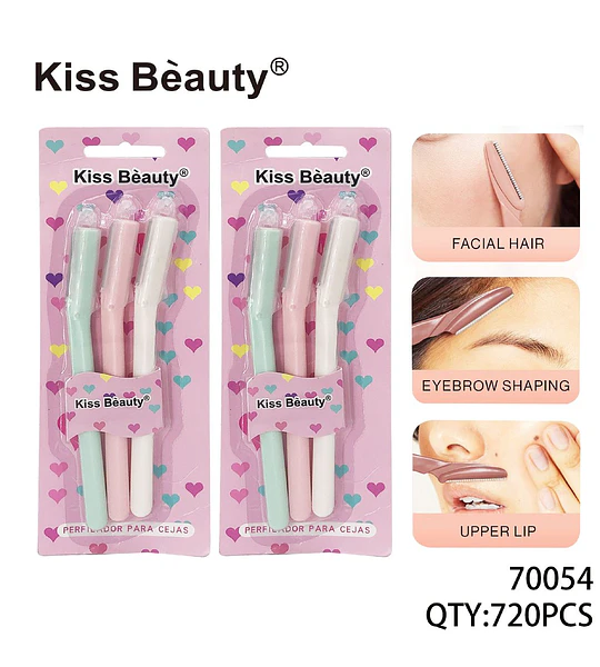 Perfiladores de Cejas y Rasuradores Faciales Kiss Bèauty Pastel x3