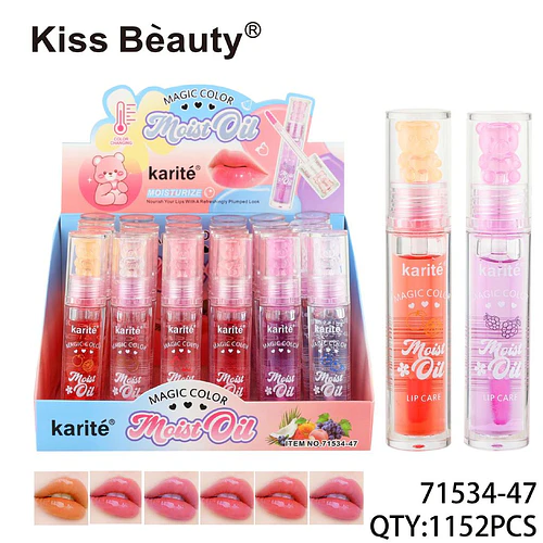 Aceite Labial Mágico Karité Kiss Beauty con Cambio de Color Hidratante - Chuys Beautys | Chuy's Beautys