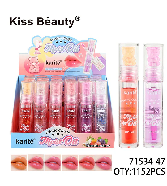 Aceite Labial Mágico Karité Kiss Beauty con Cambio de Color Hidratante