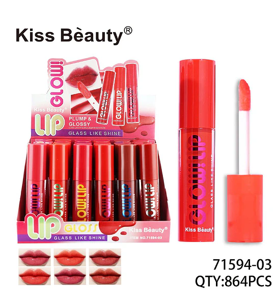 Lip Gloss Plump & Glossy Kiss Beauty con Brillo Cristalino
