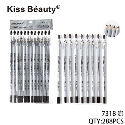 Lápiz Delineador y de Cejas Kiss Beauty Miss Demi Waterproof 24H Café - Chuys Beautys | Chuy's Beautys