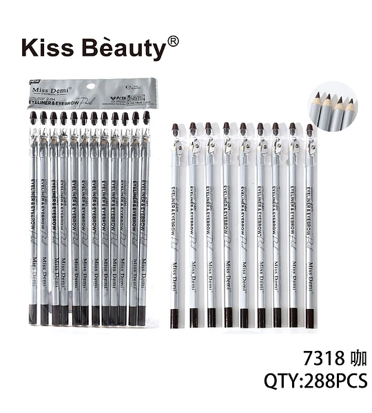 Lápiz Delineador y de Cejas Kiss Beauty Miss Demi Waterproof 24H Café