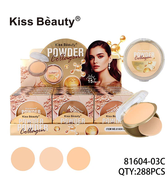 Polvo Compacto con Colágeno y SPF 15 PA+++ Kiss Bèauty