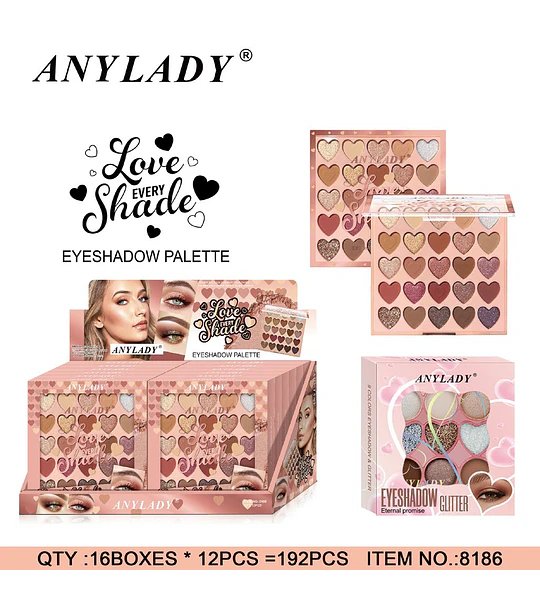 Paleta de Sombras de Ojos ANYLADY Love Every Shade 24 Tonos Corazón