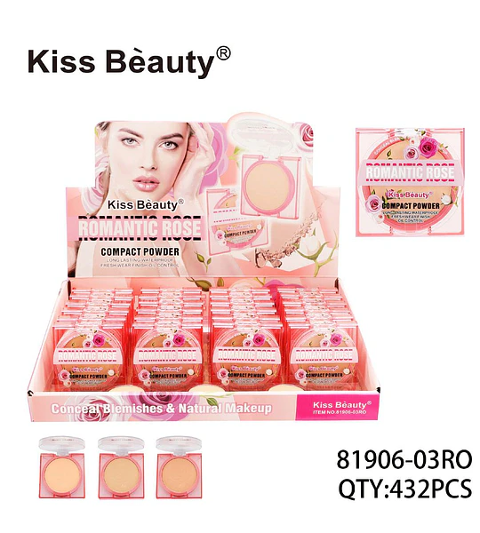 Polvo Compacto Romantic Rose de Larga Duración Kiss Bèauty