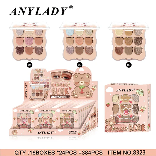 Paleta de Sombras de Ojos AnyLady Strawberry Bear con 9 Tonos - Chuys Beautys | Chuy's Beautys
