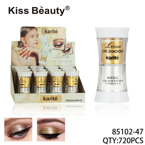 Sombra de Ojos Suelta y Brillo Doble Efecto Karité Kiss Beauty - Chuys Beautys | Chuy's Beautys