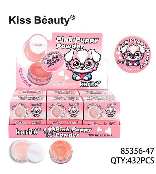 Polvo Suelto Fijador Karité Pink Puppy con Acabado Natural y Control de Grasa