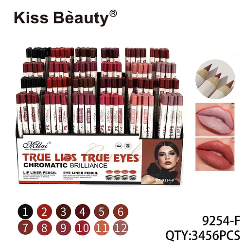 Lápices delineadores de labios y ojos Kiss Beauty Melai Chromatic Brilliance, 12 tonos - Chuys Beautys | Chuy's Beautys