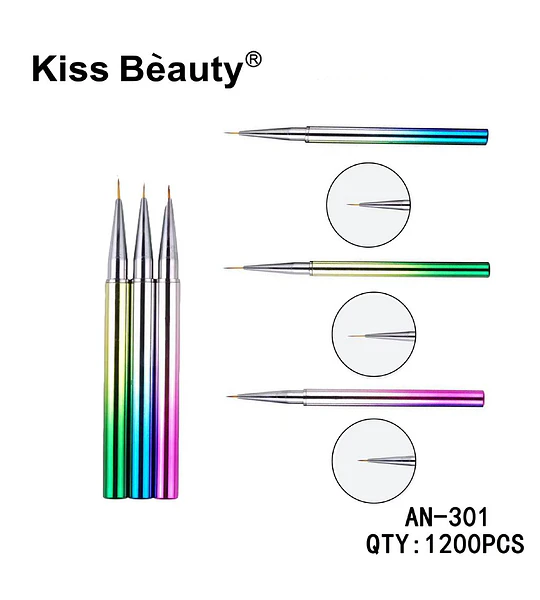 Set de Pinceles Finos para Nail Art Degradado Kiss Bèauty