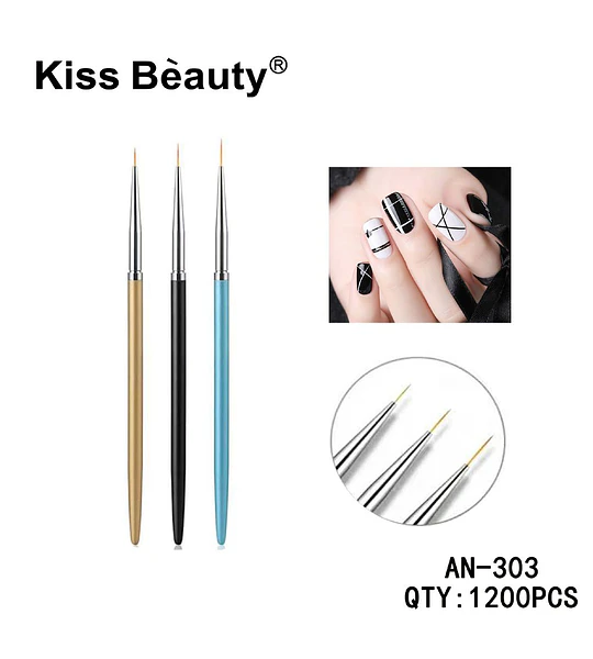 Set de Pinceles Delineadores Finos para Nail Art Kiss Bèauty