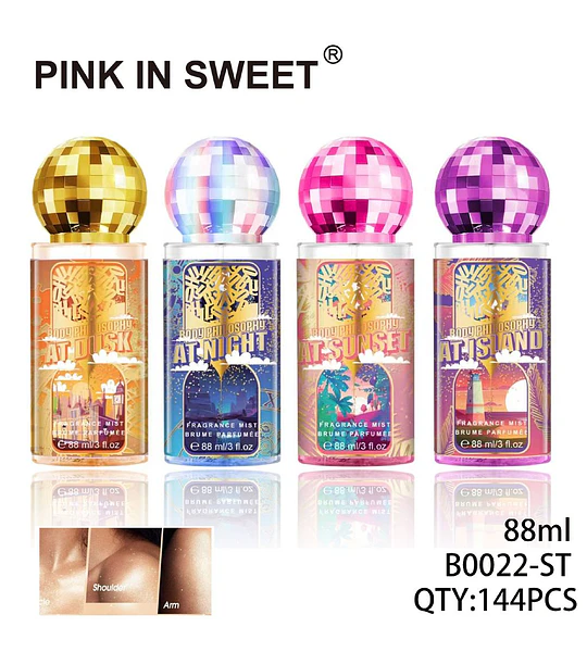 Fragancia Corporal Shimmer Pink In Sweet con Efecto Disco Ball 88ml