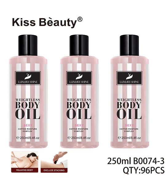 Aceite Corporal Ligero Luxury Shine con Complejo de Algodón Kiss Bèauty