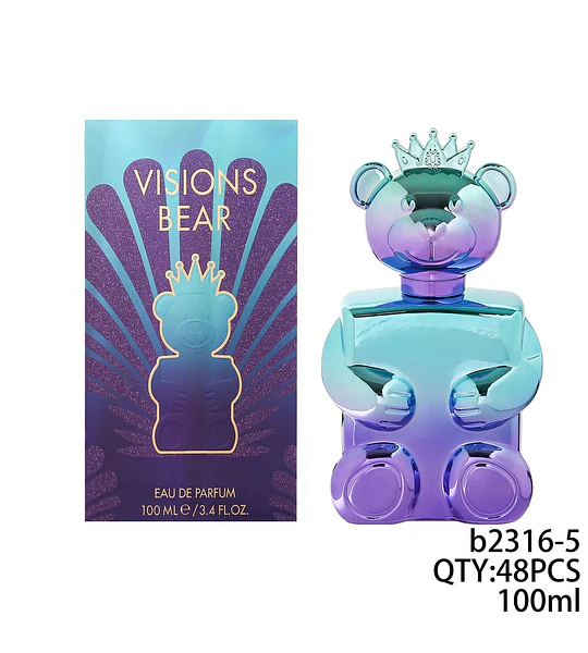 Fragancia Visions Bear Eau de Parfum con diseño de oso y corona