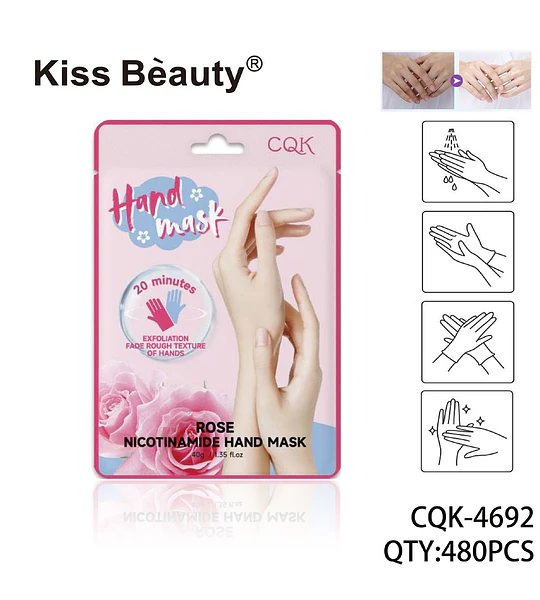 Mascarilla de manos exfoliante con rosa y niacinamida Kiss Bèauty