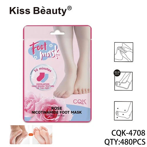 Mascarilla Exfoliante para Pies con Rosa y Niacinamida Kiss Beauty - Chuys Beautys | Chuy's Beautys