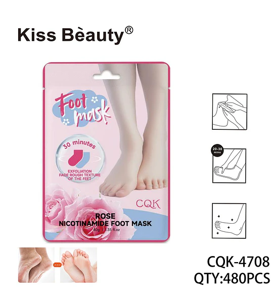 Mascarilla Exfoliante para Pies con Rosa y Niacinamida Kiss Beauty