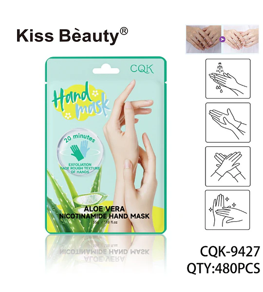Mascarilla de Manos Exfoliante con Aloe Vera y Nicotinamida Kiss Beauty