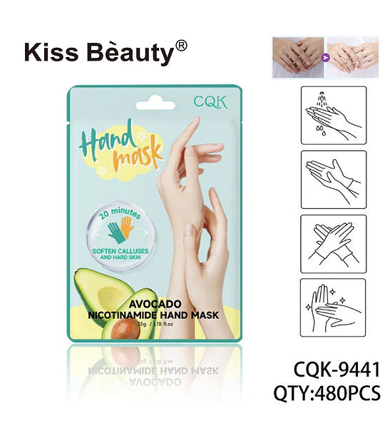 Mascarilla de manos suavizante con aguacate y nicotinamida Kiss Bèauty