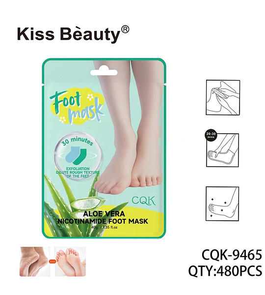 Mascarilla Exfoliante para Pies con Aloe Vera y Nicotinamida Kiss Bèauty