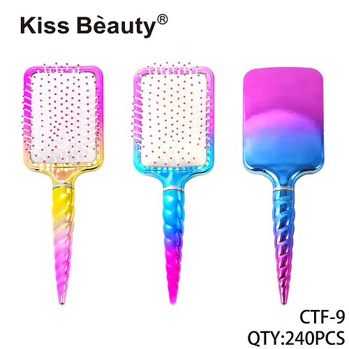 Set de Cepillos Paddle para Cabello Kiss Bèauty con Mango Unicornio Degradado - Chuys Beautys | Chuy's Beautys