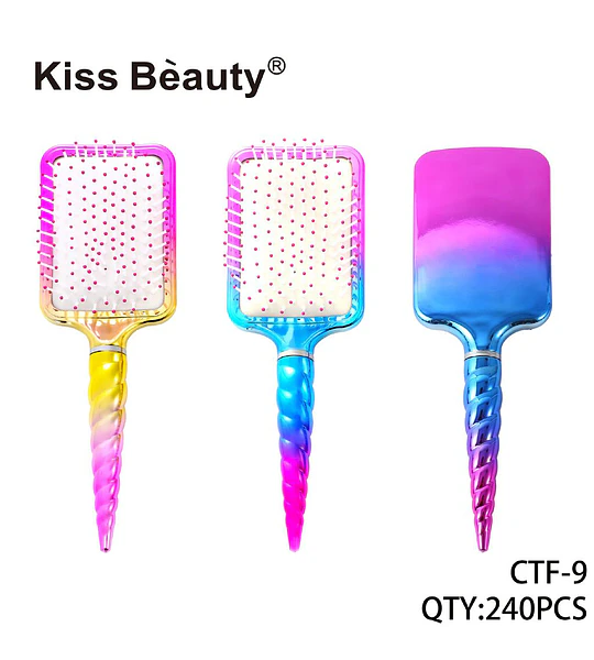 Set de Cepillos Paddle para Cabello Kiss Bèauty con Mango Unicornio Degradado