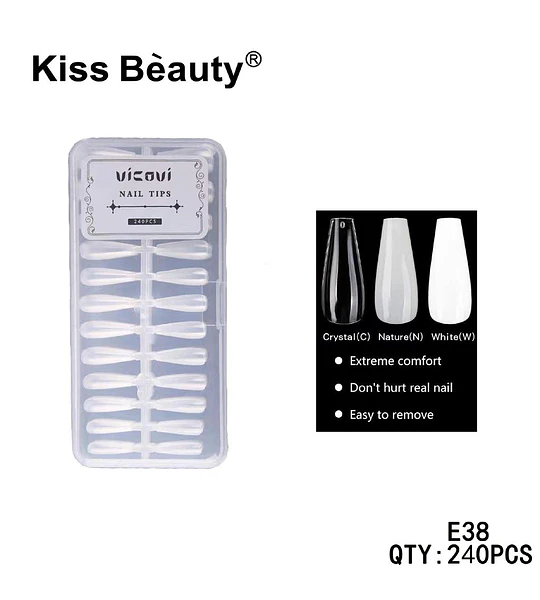Uñas Postizas Vícovi Kiss Bèauty E38 240 Piezas