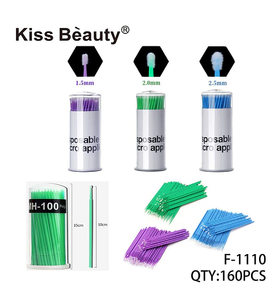Micro aplicadores desechables Kiss Bèauty para pestañas y maquillaje