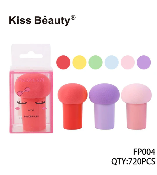 Esponja aplicadora de maquillaje tipo hongo Kiss Bèauty para polvo y base