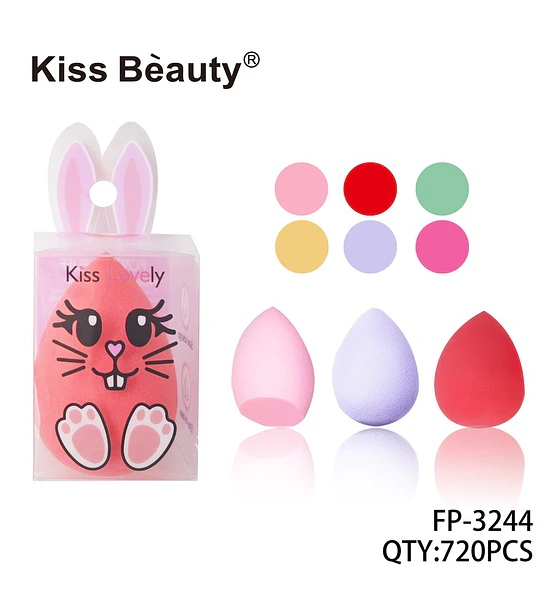 Esponjas de Maquillaje Kiss Bèauty con Diseño de Conejito y Formas Variadas
