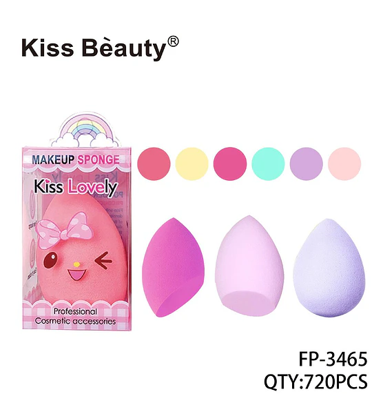 Set de Esponjas de Maquillaje Suaves en Tonos Pastel Kiss Bèauty