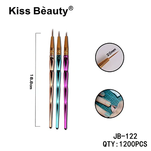 Set de 3 pinceles finos para nail art de diseño facetado Kiss Bèauty - Chuys Beautys | Chuy's Beautys