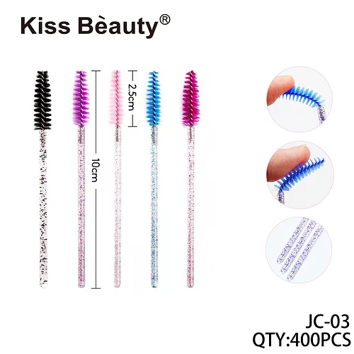 Cepillos desechables para pestañas y cejas Kiss Bèauty con glitter - Chuys Beautys | Chuy's Beautys