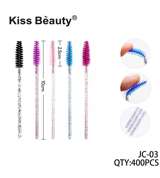 Cepillos desechables para pestañas y cejas Kiss Bèauty con glitter