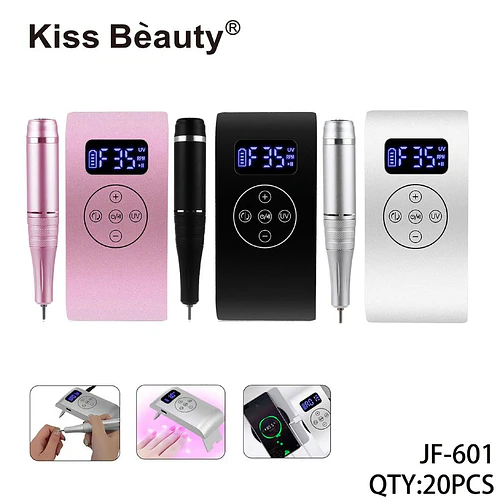 Lima eléctrica profesional Kiss Bèauty JF-601 con UV y función power bank - Chuys Beautys | Chuy's Beautys