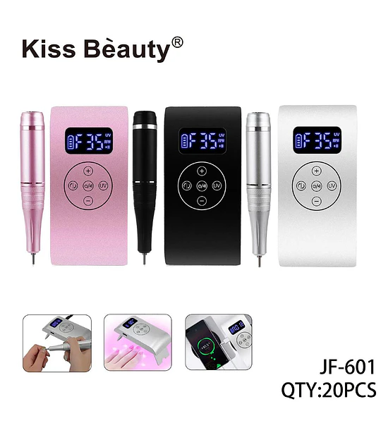Lima eléctrica profesional Kiss Bèauty JF-601 con UV y función power bank