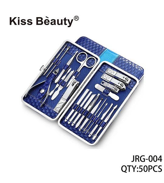 Set de Manicura y Pedicura Profesional Kiss Bèauty de 50 Piezas con Estuche Azul