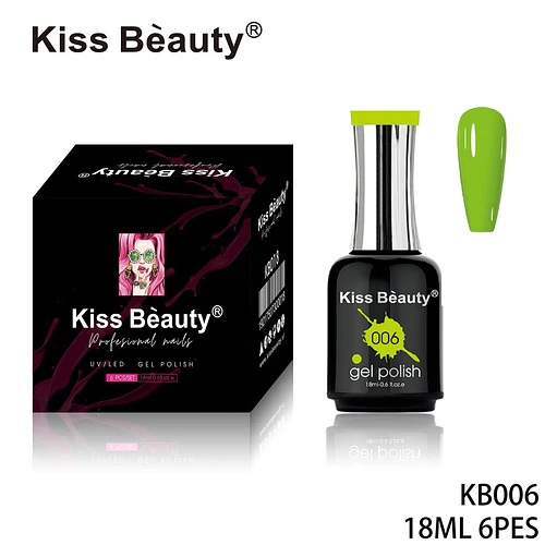 Kiss Beauty Gel Polish Profesional para Uñas UV/LED Tono 006 Verde Vibrante - Chuys Beautys | Chuy's Beautys