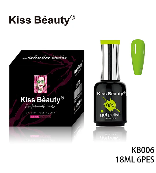 Kiss Beauty Gel Polish Profesional para Uñas UV/LED Tono 006 Verde Vibrante