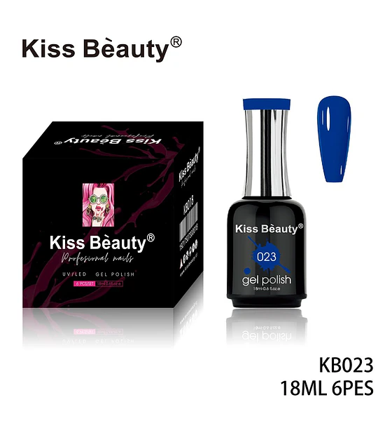 Gel de Uñas UV/LED Profesional Azul Intenso Kiss Beauty Set 6 Piezas