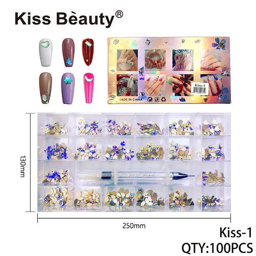 Kit de Decoración de Uñas con Cristales AB Surtidos Kiss Bèauty - Chuys Beautys | Chuy's Beautys
