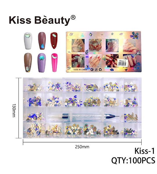 Kit de Decoración de Uñas con Cristales AB Surtidos Kiss Bèauty