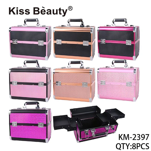 Estuche Organizador de Maquillaje Profesional Kiss Bèauty con Múltiples Compartimentos y Diseño Elegante - Chuys Beautys | Chuy's Beautys